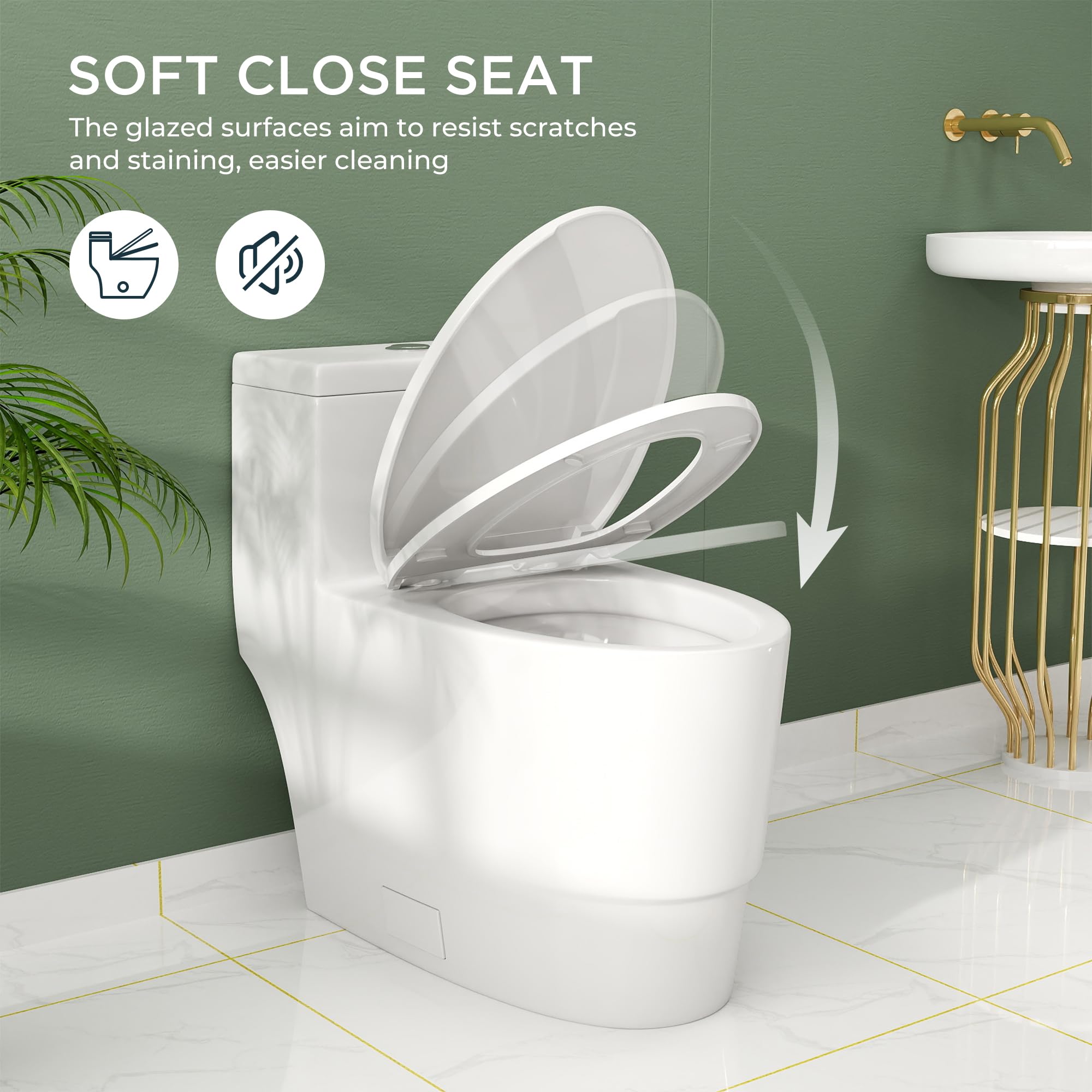 Elongated One Piece Toilet with Comfort Chair Seat - ADA Height, Dual Flush 1.1/1.6 GPF, Modern Standard Bathroom Toilet - 12