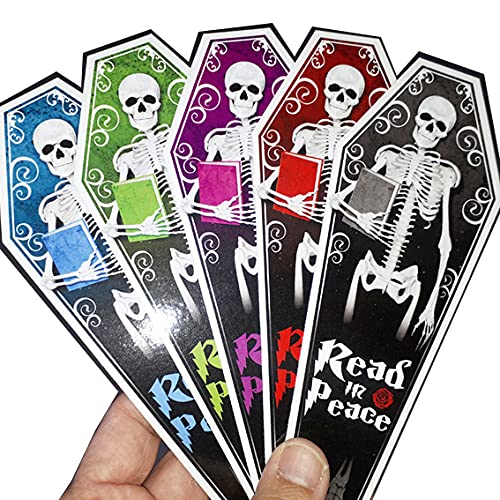 Set of 5 Double-Sided Skull Bookmarks - Funny & Colorful Reading Accessories for Book Lovers | Perfect Gifts for Skull Enthusiasts, Halloween, Gothic Decor & Book Club Favors