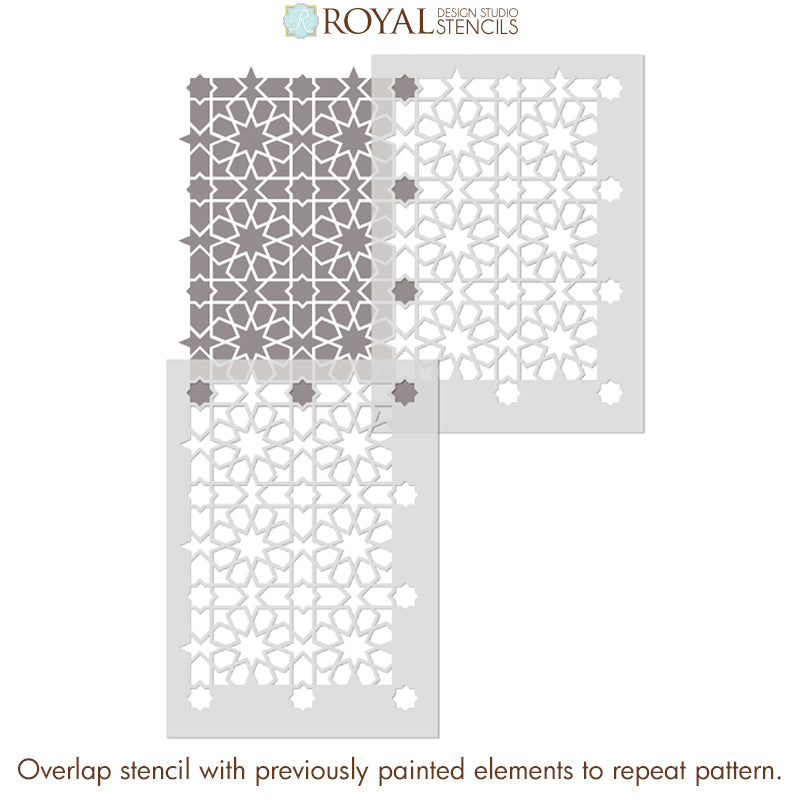 Rabat Allover Wall Stencil - DIY Home Decor Painting Template for Creative Wall Art, Ceiling & Furniture Design - Perfect for Bedroom, Nursery, Living Room & Office Decoration
