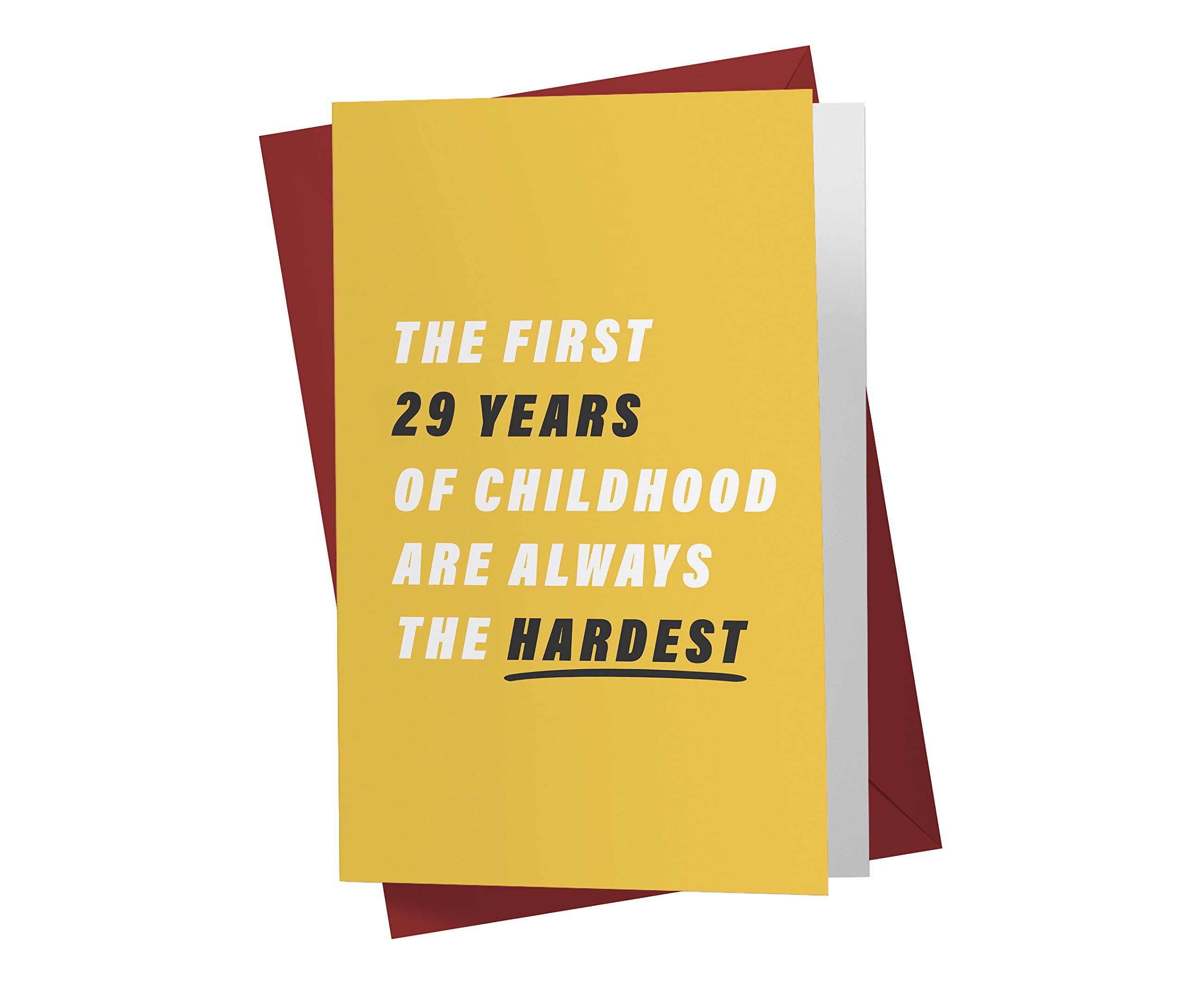 29th Birthday Card for Him & Her - Funny 29th Anniversary Card for Dad, Mom, Brother, Sister, Friend - Happy 29 Years Old Birthday Greeting Card for Men & Women - Yellow Childhood Theme - Perfect for Office Gifts, Party Favors & Milestone Celebrations