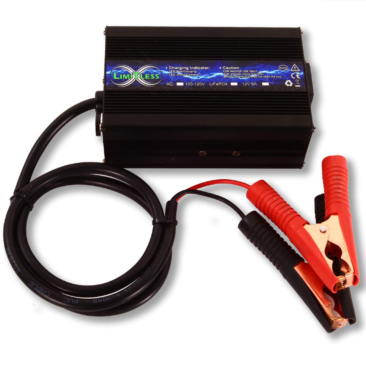 Limitless Lithium 8 Amp Lifepo4 Battery Charger 12V - Fast Charging for Marine, RV, Solar & Off-Grid Power Systems