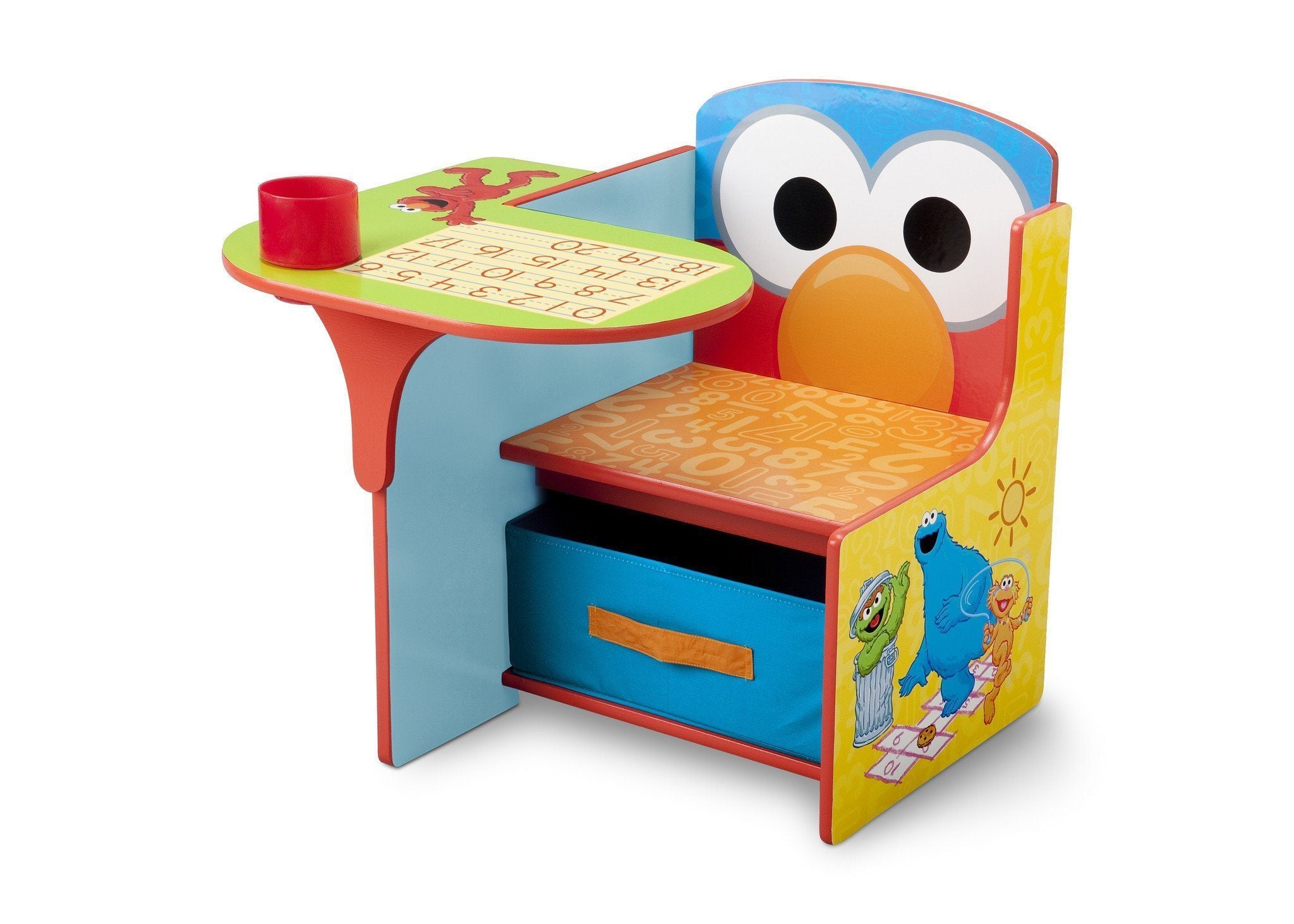 Sesame Street Kids Chair and Desk Set with Storage Bin - Fun Learning and Play Space for Toddlers