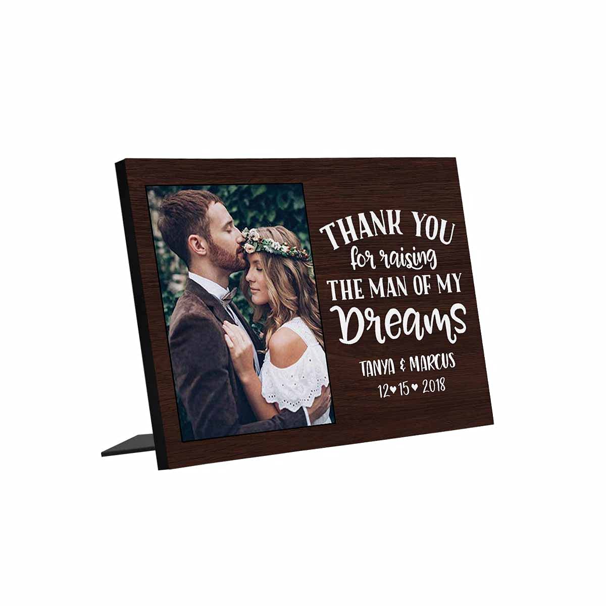 Customizable Photo Panel & Collage Picture Frame for Tabletop Display - Perfect for Weddings, Anniversaries, and Mother's Day Gifts - Thank You For Raising The Man Of My Dreams Personalized Gift Idea