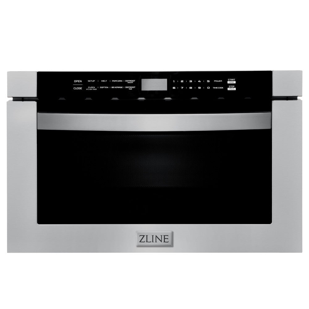 ZLINE 36-inch Stainless Steel Kitchen Package - Gas Range, Range Hood, Refrigerator, Microwave Drawer & Dishwasher (5KPR SGRRH36 MWDWV) | Premium Appliance Bundle for Modern Homes & Restaurant-Style Cooking