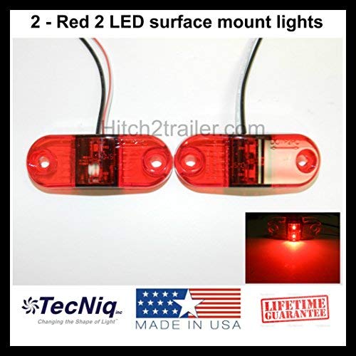 2 Pack LED Red Surface Mount Clearance & Side Marker Lights for Trucks, Trailers, RVs - Durable USA Made - Perfect for Night Driving & Vehicle Safety