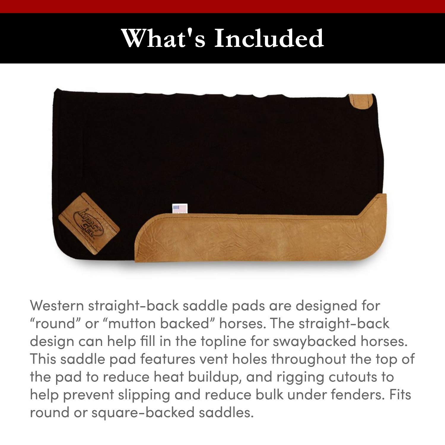 Impact Gel Straight Back Felt Saddle Pad - Shock Absorbing Horse Riding Pad for Comfort & Performance | Perfect for Dressage, Jumping & Trail Riding