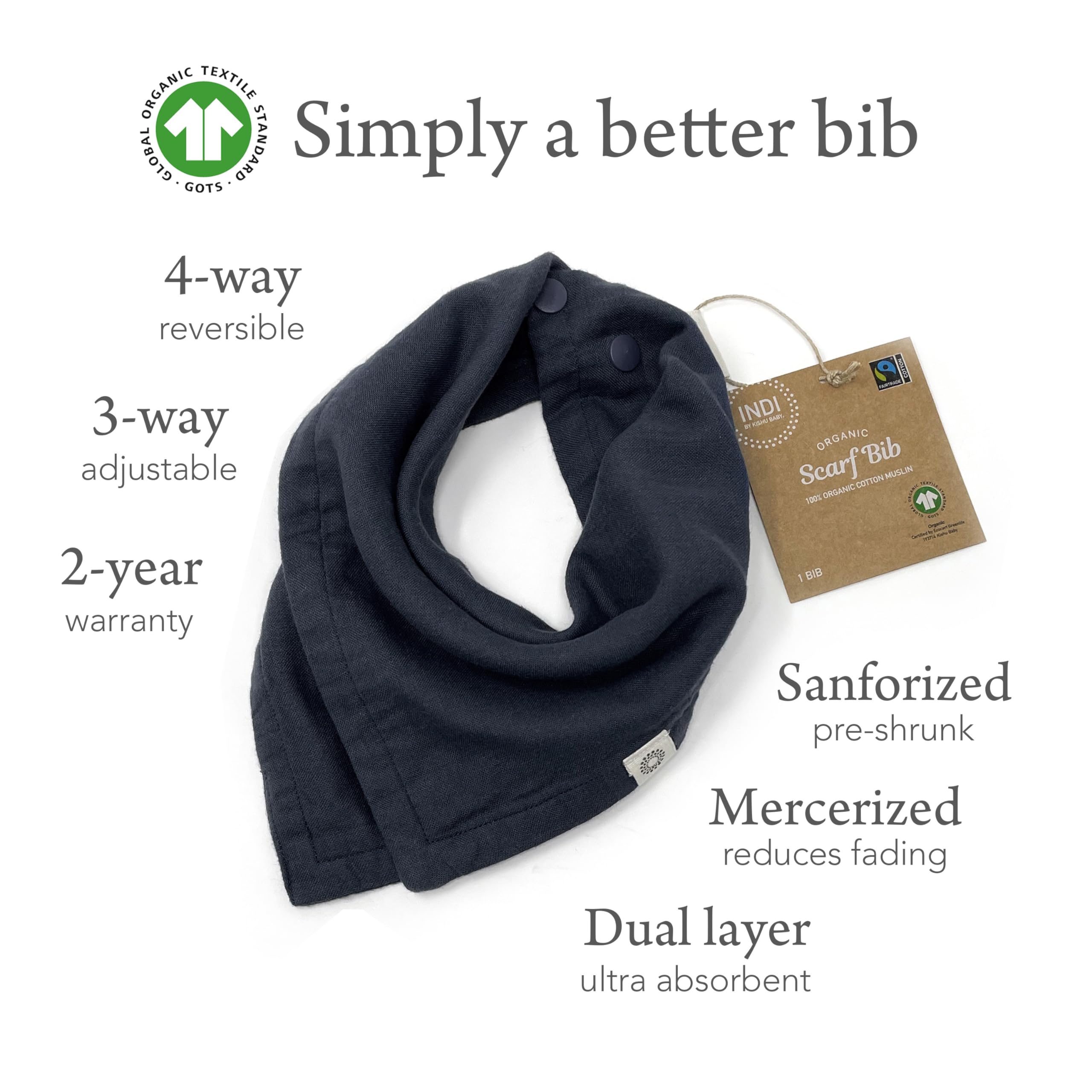 Premium Organic Baby Bandana Bibs - Soft 100% Cotton for Feeding & Play