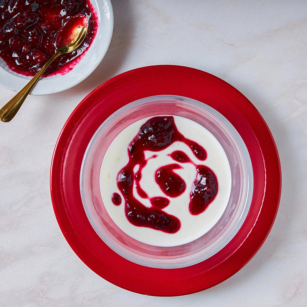 Creamy Buttermilk Panna Cotta Dessert with Homemade Red Berry Sauce - Perfect for Dinner Parties, Romantic Dates & Holiday Celebrations