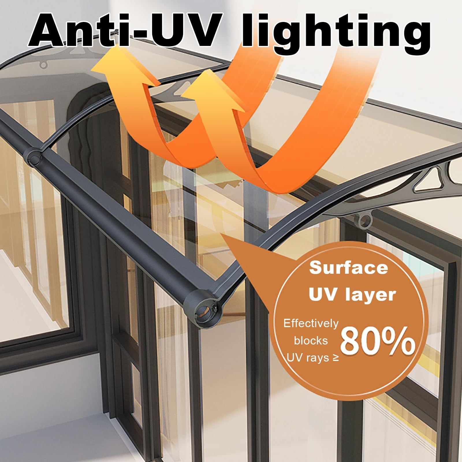 Modern Polycarbonate Window Awning & Door Canopy - Durable Aluminum Alloy Rain Shelter for Front/Back Porch, Garage & Balcony - Weatherproof Protection Against Rain & Snow (Style 3, Size W) - Perfect for Home Exterior, Outdoor Living Spaces & Weather Protection