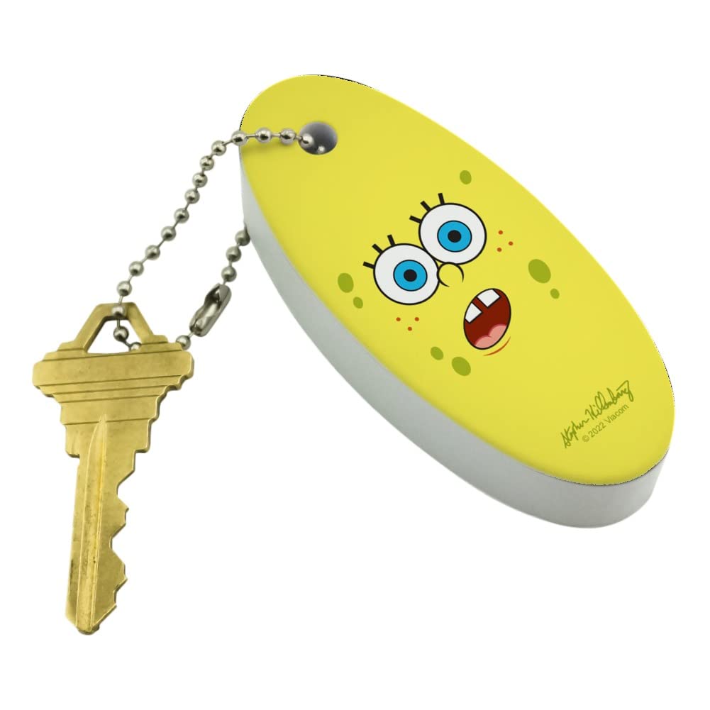 Spongebob Surprise Face Floating Keychain - Waterproof Foam Buoy Key Float for Fishing, Boating & Outdoor Activities | Fun Novelty Gift for Kids & Fans