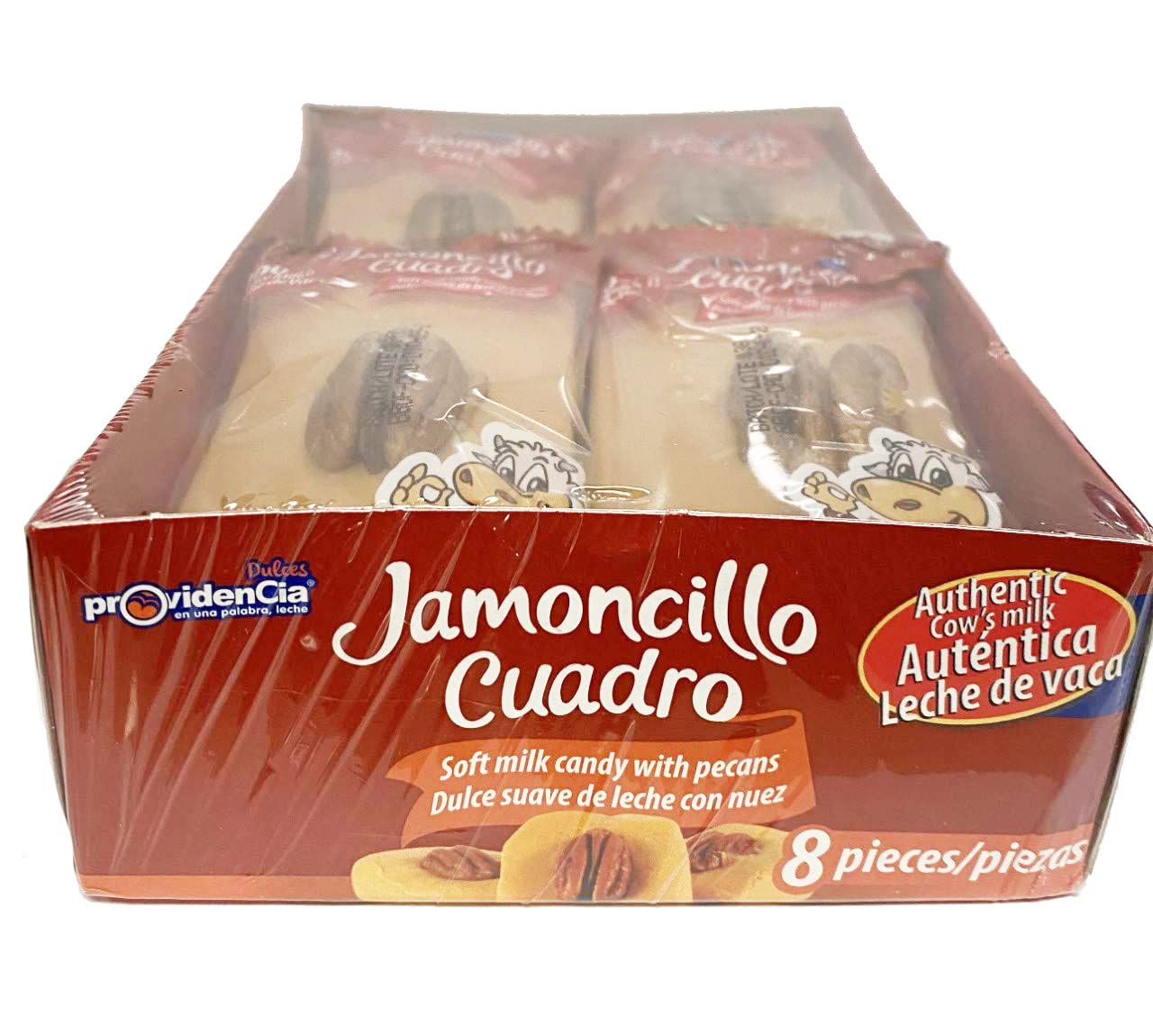 Soft Milk Candy with Pecans - Jamoncillo Cuadrado 8 Pieces (1lb 4.3oz) - Perfect for Gifts, Parties & Mexican Dessert Platters