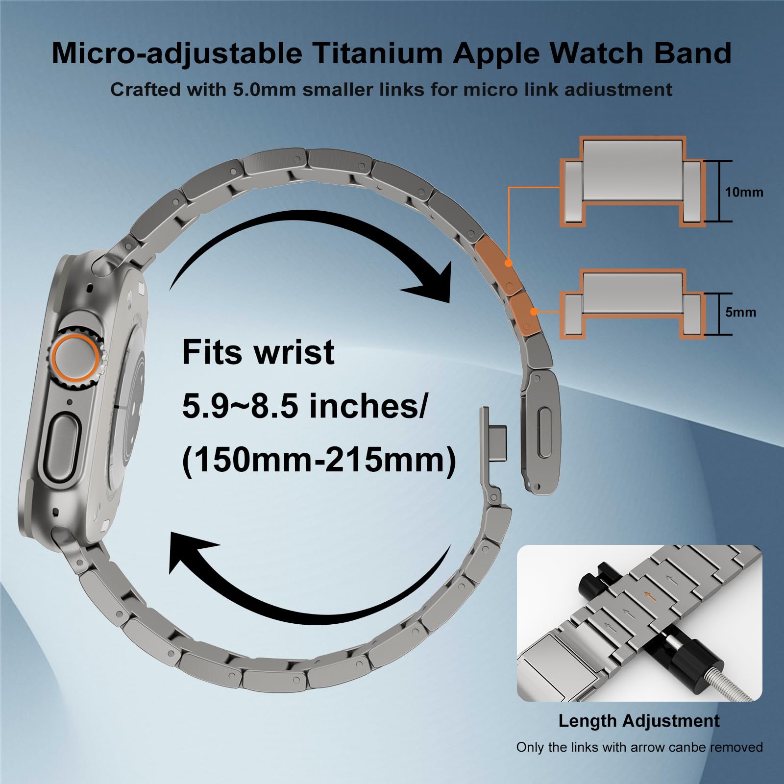 Premium Titanium Watch Band for Apple Watch Ultra 2 / Ultra 49mm - Adjustable 26mm Wide Magnetic Strap with DLC Coating - Durable Replacement Band for Men - Perfect for Outdoor Adventures, Workouts & Everyday Wear
