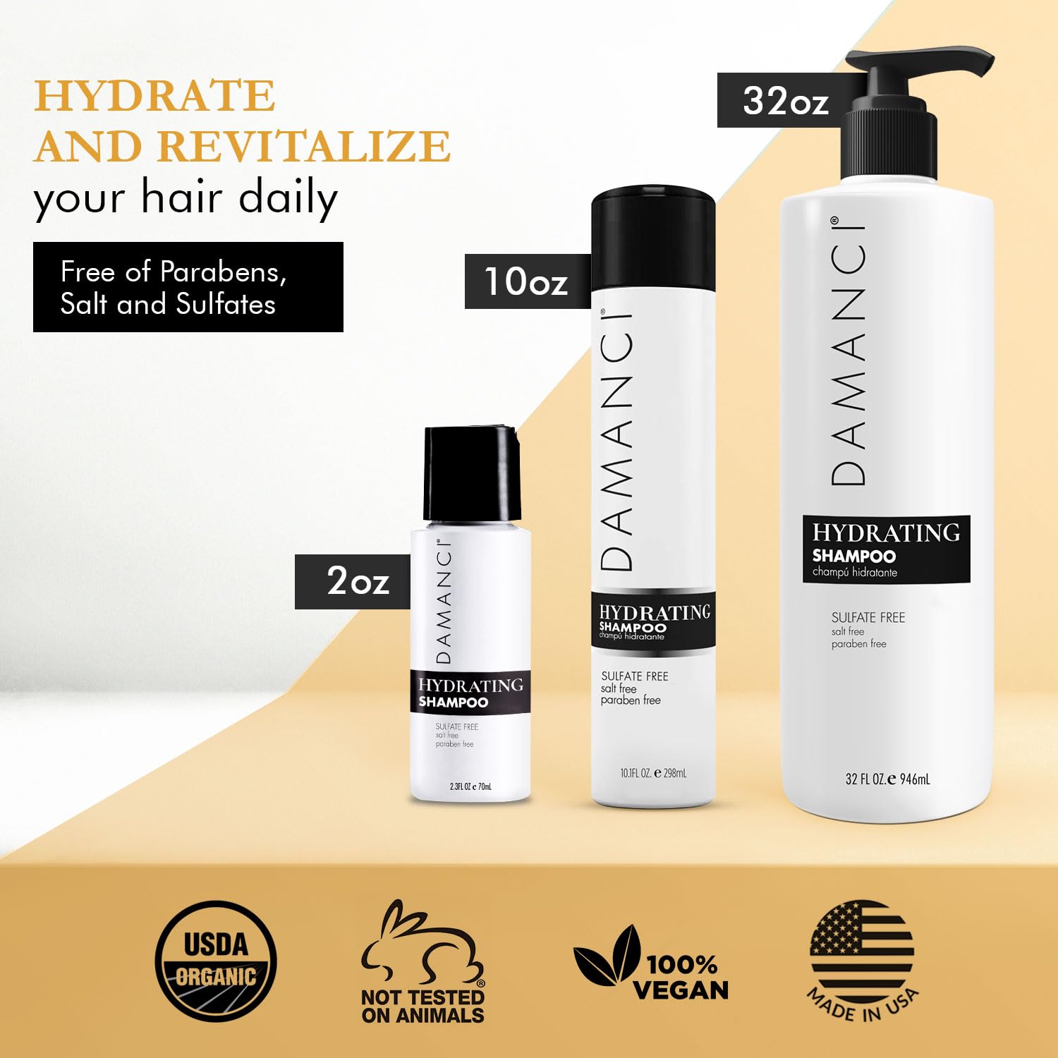 Hydrating Salt-Free Shampoo for Frizzy Hair - Sulfate & Paraben Free Keratin Shampoo with Collagen, Olive, Coconut & Jojoba Oil - 32 oz Hair Repair Treatment for Dry, Damaged Hair - Perfect for Daily Use & Color-Treated Hair