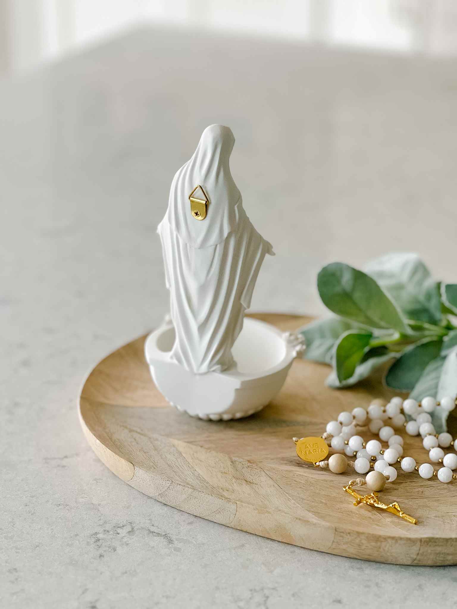 Our Lady of Grace Holy Water Font - Religious Home Decor for Prayer & Blessings - Perfect for Church, Home Altar & Catholic Gifts