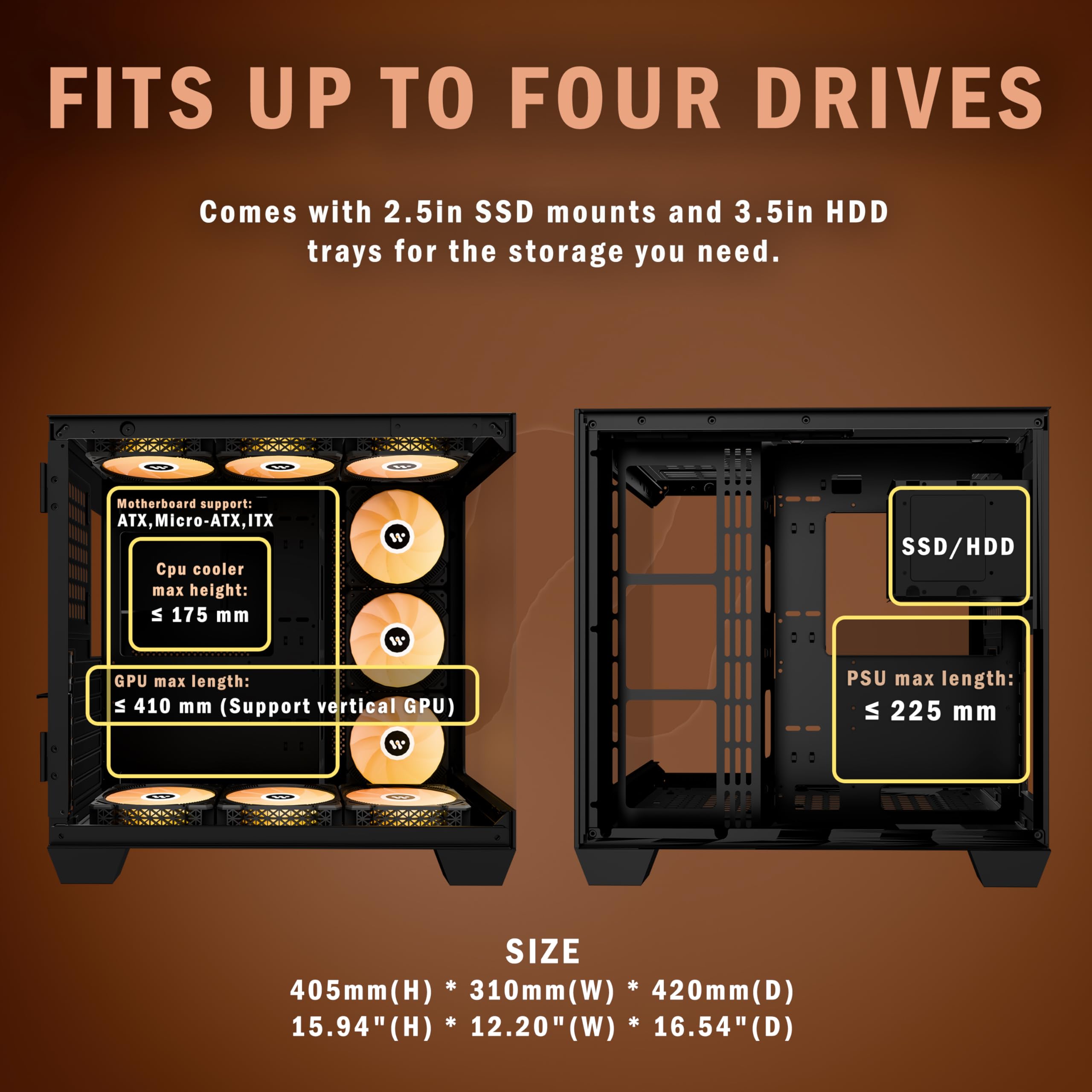 AMANSON PC Case with 9 Pre-Installed ARGB Fans, ATX Mid Tower Gaming Computer Case, Dual Tempered Glass Full View Design - H09 Black for High-Performance Gaming & Streaming Setup