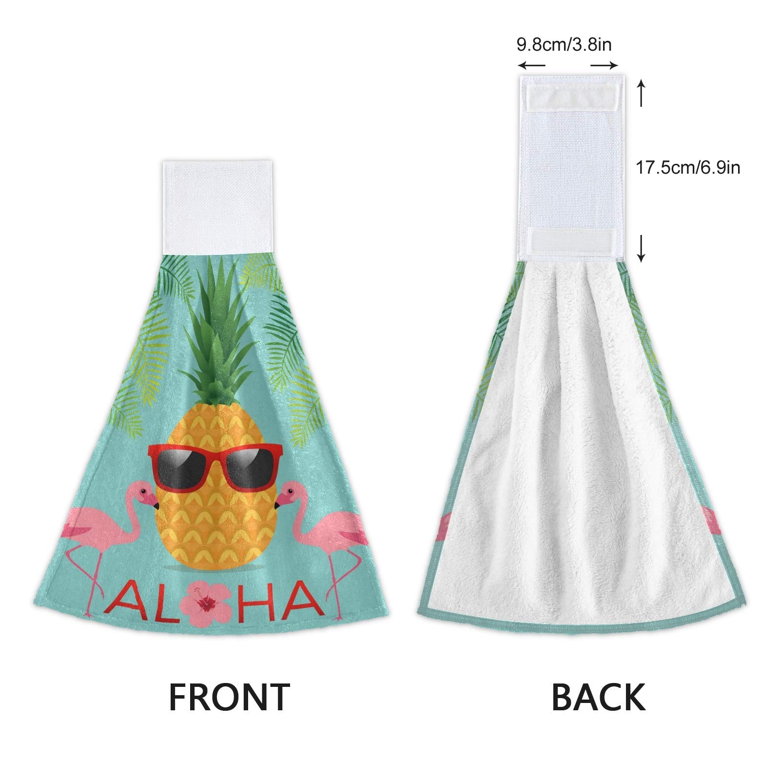 Pineapple & Flamingo Kitchen Towels Set of 2 - 12x17 Inch Soft Absorbent Hand Towels with Hanging Loop - Perfect for Kitchen, Bathroom & Home Decor - Ideal for Drying Dishes, Decorating & Gift Giving