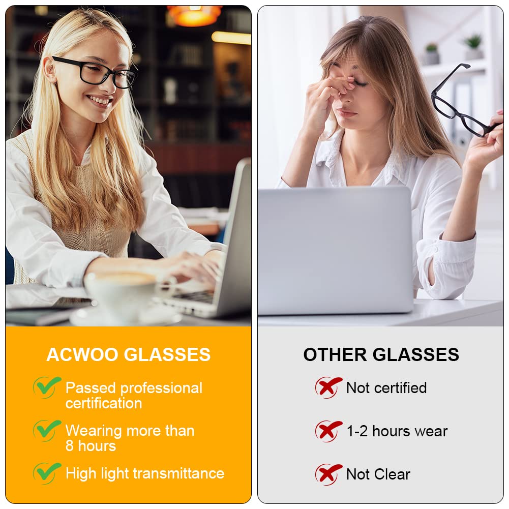 ACWOO Blue Light Blocking Glasses, 4 Pack Anti UV Eyestrain Computer Glasses for Men & Women - Retro Reading Glasses for Gaming, TV & Digital Screen Use