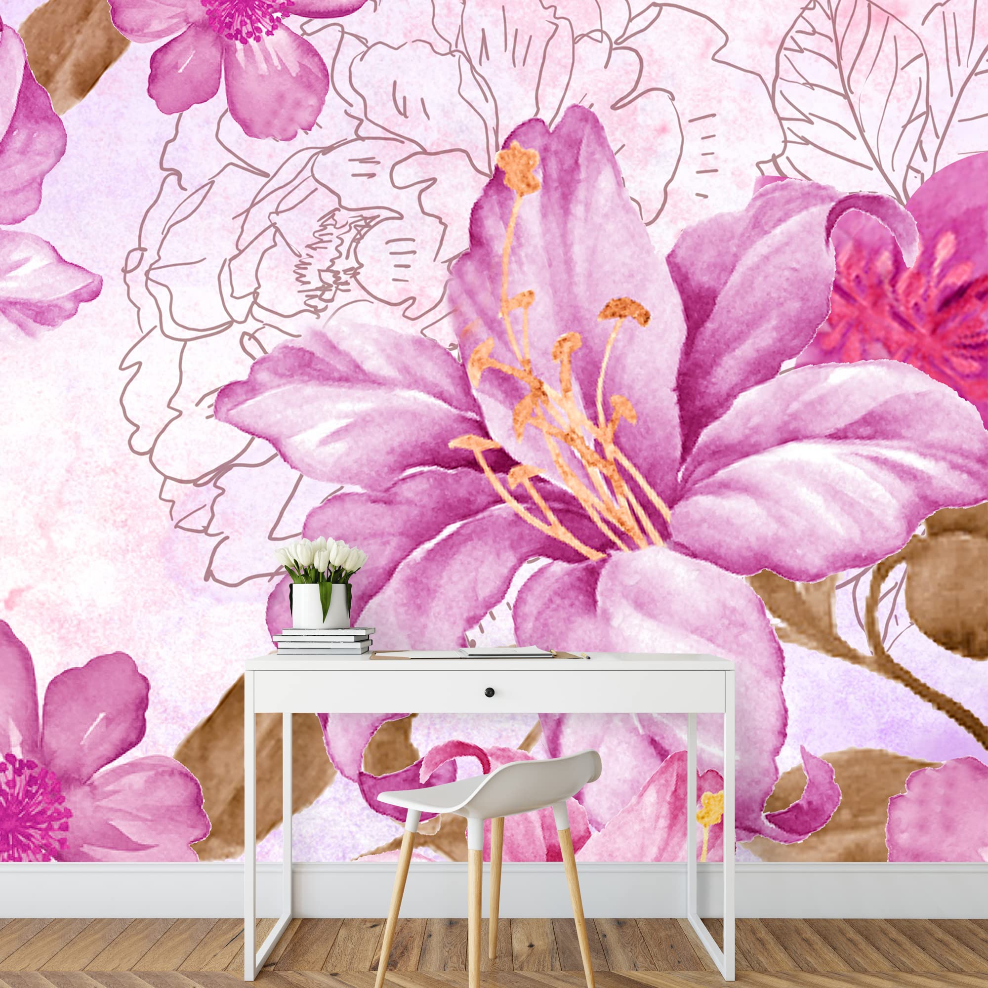Green Plants & Animals Removable Wallpaper - Peel and Stick Wall Mural for Bedroom Decor (100x144 inches) | Easy DIY Home Decoration, Nursery & Kids Room Design