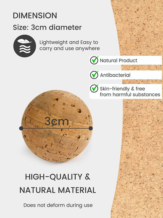 Premium Cork Massage Balls for Yoga, Myofascial Release & Trigger Point Therapy - Natural Eco-Friendly Yoga Accessories for Athletes & Physical Therapy