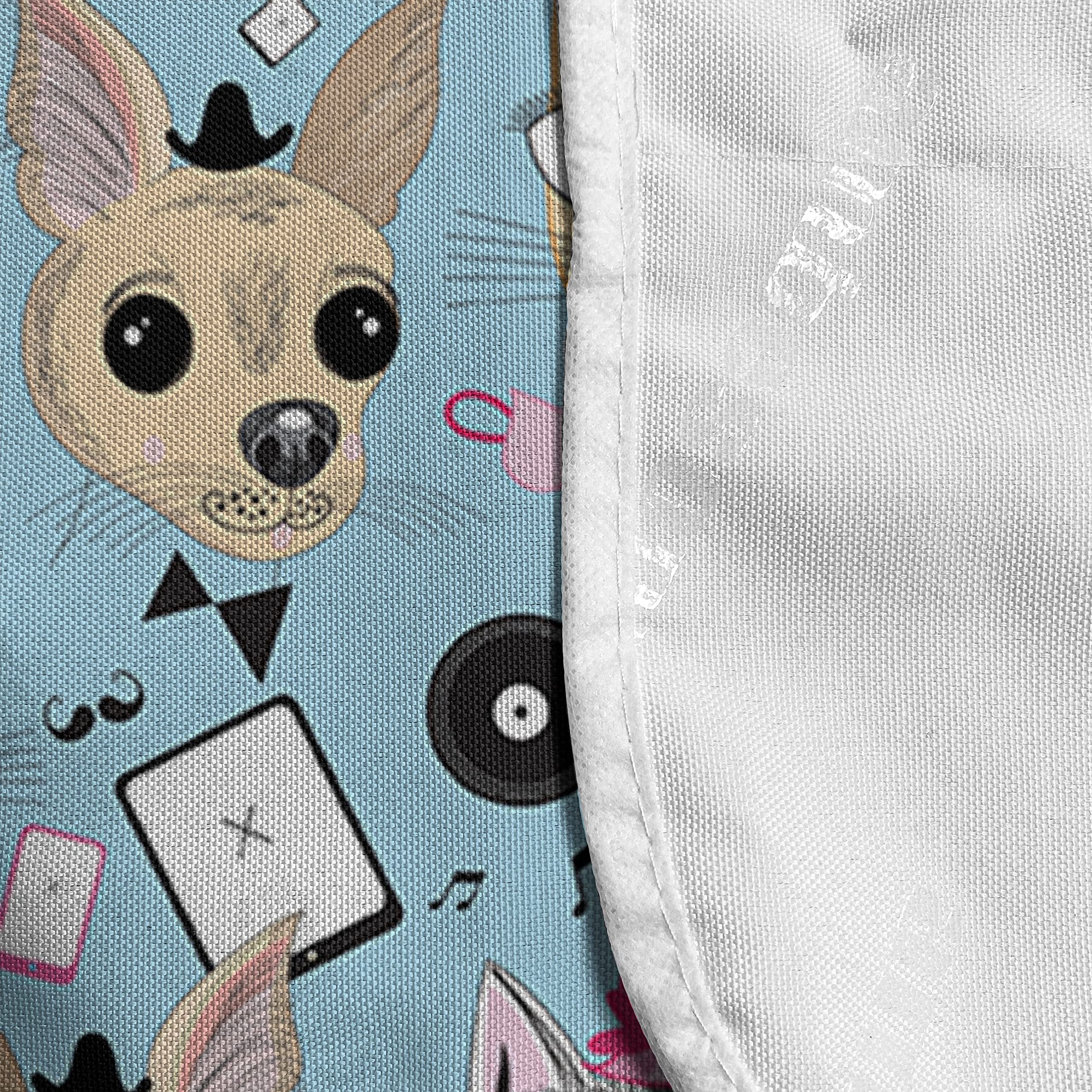 Ambesonne Retro Microwave Cover - Waterproof Kitchen Organizer with Pockets, 36x12 Inch - Vintage Animal Print Featuring Bow Tie Cat & Hat Dog on Blue Background - Perfect for Small Kitchen Appliances & Countertop Storage