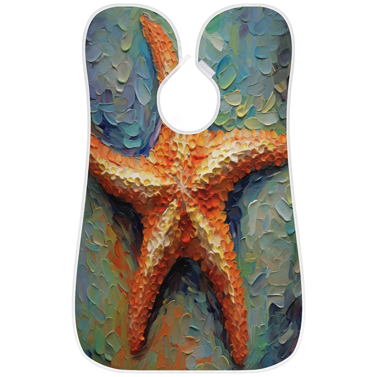 **Starfish Summer Pattern Beard Shaving Bib for Men - Waterproof Hair Dye Apron & Makeup Cape for Barber, Stylists & DIY Haircuts - Sink Hair Catcher & Beard Trimming Accessory - Perfect Gift for Grooming & Salon Use**