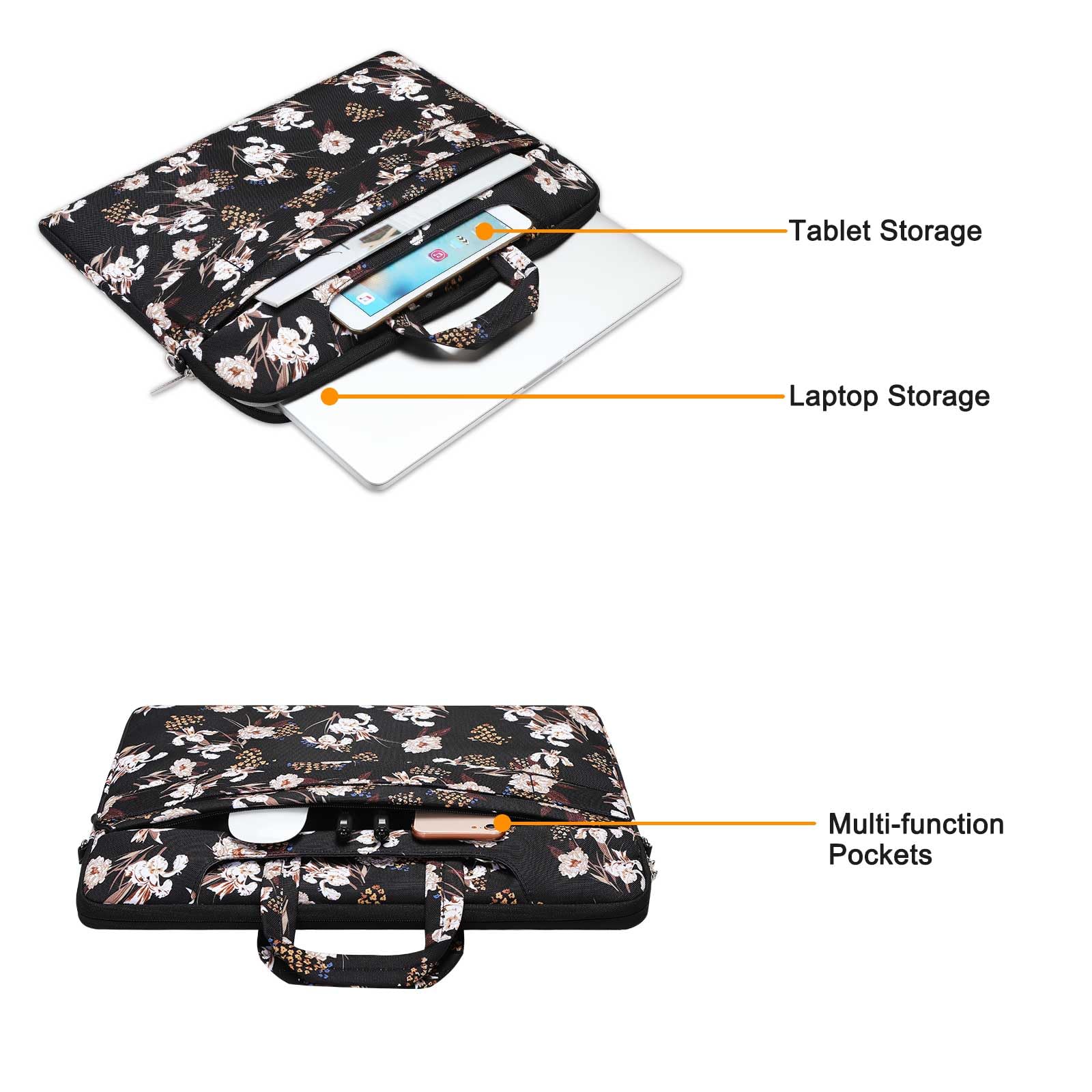 MOSISO 15 Inch Laptop Bag for Women - Stylish Wheat Ears Print Messenger Bag Compatible with MacBook, HP, Dell, Lenovo, Asus, Notebook - Perfect for Work, School, and Travel