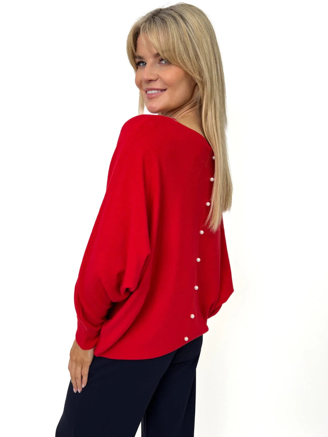 Elba Jumper Sweater for Women - Soft Red Knit Pullover, Cozy Winter Warm Casual Wear - Perfect for Holidays, Office & Outdoor Activities