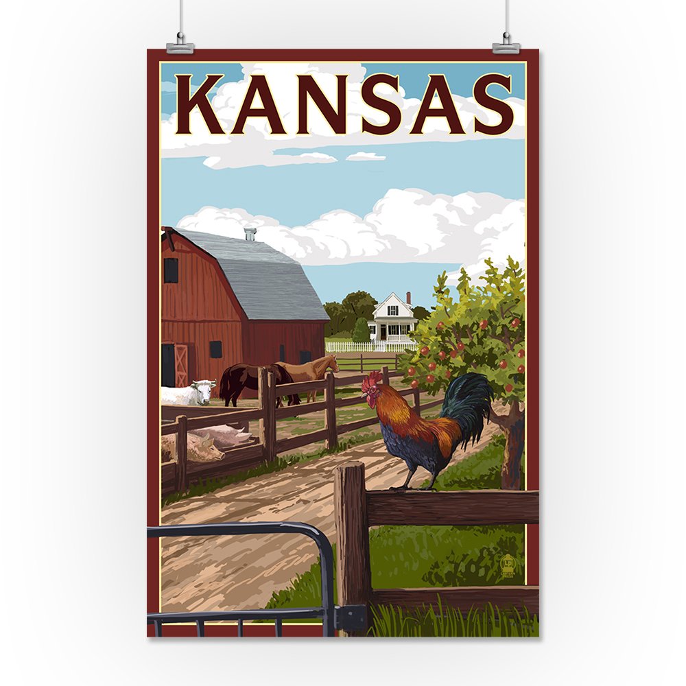Lantern Press 16x24 Inch Giclee Art Print - Kansas Barnyard Scene Wall Decor | Perfect for Farmhouse, Country Kitchen & Rustic Home Decor