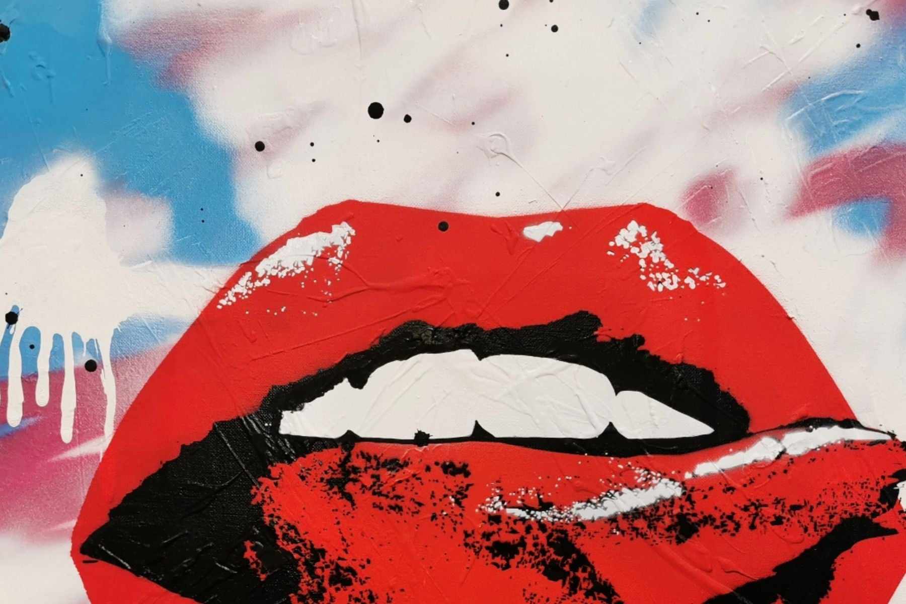 60cm x 60cm Lips Pop Art Canvas Painting - Modern Abstract Wall Decor for Living Room, Bedroom & Office - Unique Gift for Art Lovers