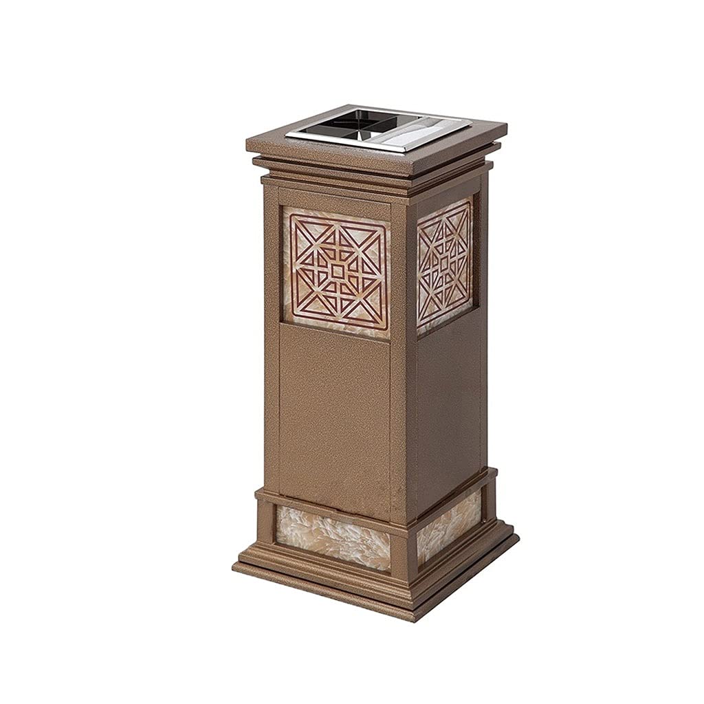HSAN Retro Metal Trash Can - Large Capacity Galvanized Garbage Bin with Thickened Iron Base & Paint Surface - Perfect for Kitchen, Office, or Outdoor Waste Disposal (Color: C)