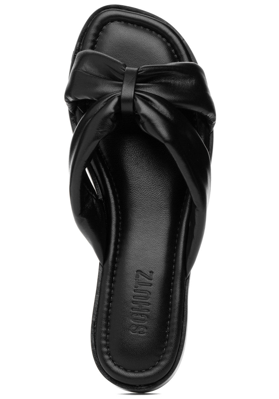 Schutz Fairy Flat Sandal - Women's Comfortable Black Leather Sandals for Summer | Casual Walking, Beach Vacation & Everyday Wear