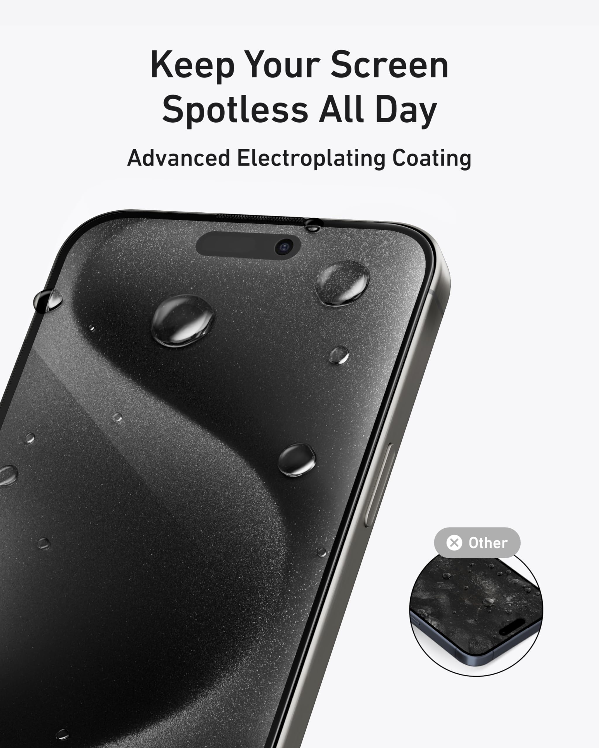 Anker 2-Pack Privacy Screen Protector for iPhone 15 Pro - Anti-Spy HD Tempered Glass with Easy Installation (2 Pack) | Perfect for Office, Banking & Public Use to Protect Your Privacy