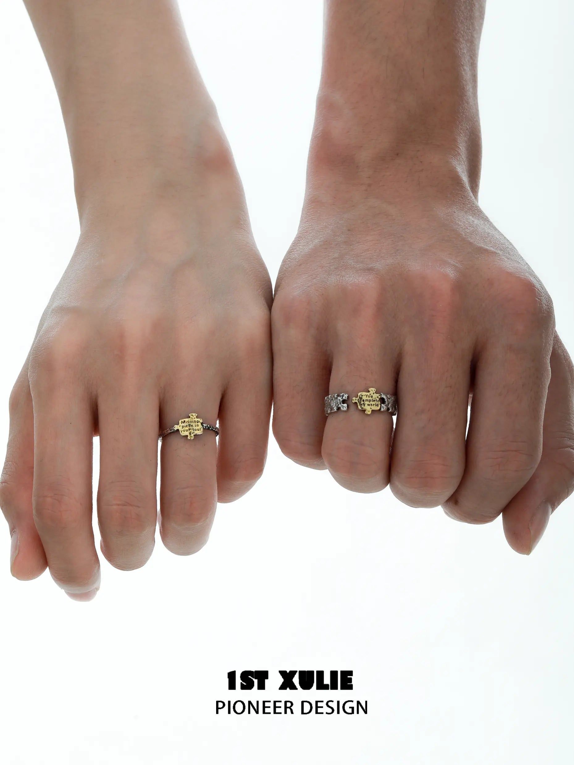 Immortal Lover 925 Sterling Silver Jigsaw Adjustable Open Ring™ - Unique Puzzle Design Jewelry for Couples, Gifts & Everyday Wear
