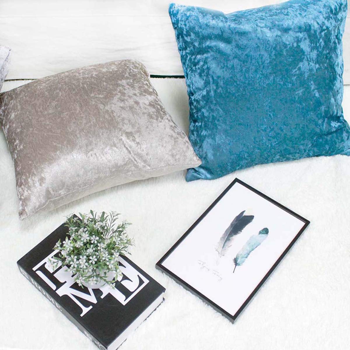 Premium Crushed Velvet Throw Pillow Covers Set of 2 - Soft Decorative Cushion Cases 12x18 Inch for Sofa, Bed, Car (Silver Grey) | Luxury Home Decor & Cozy Living Room Accent