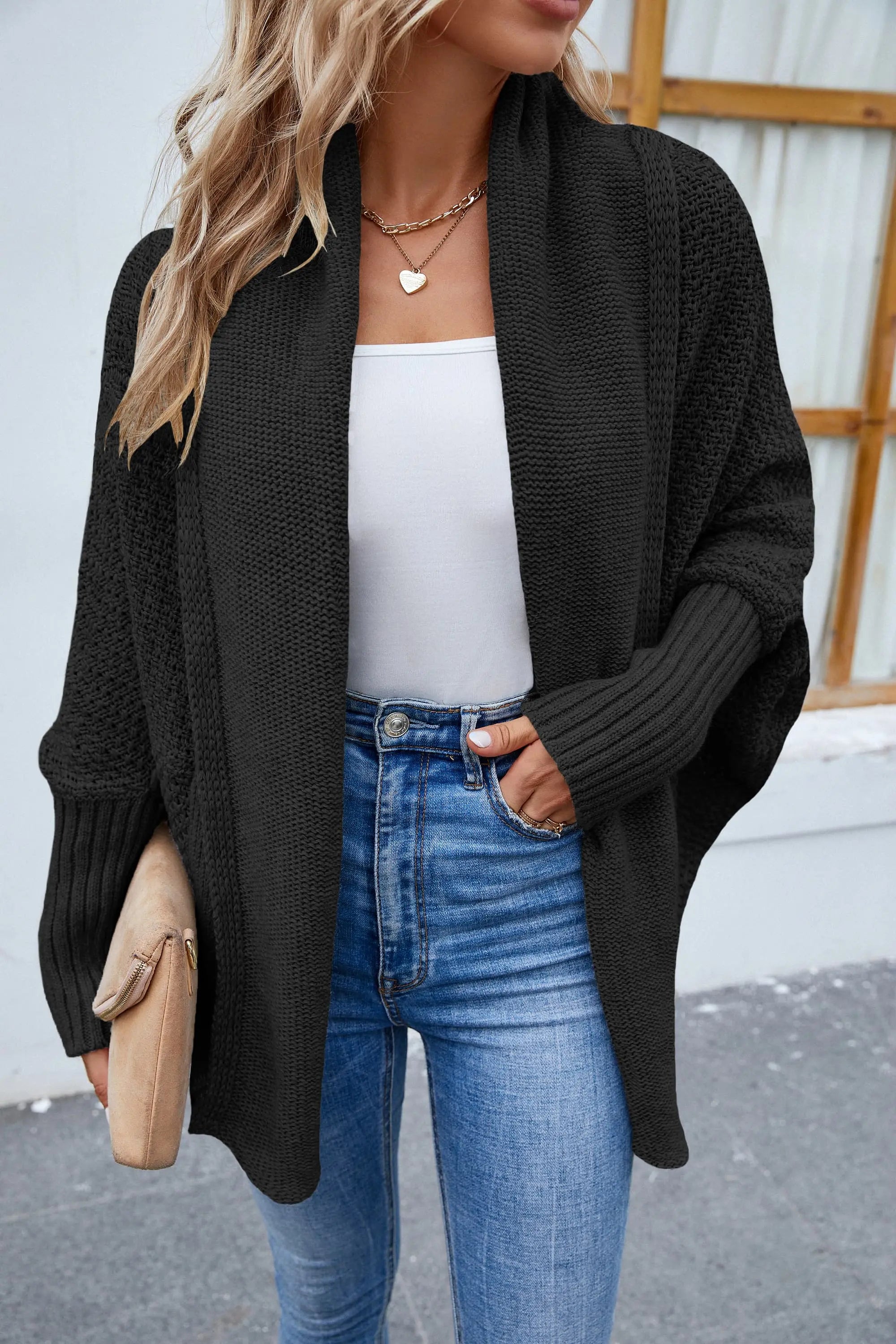 Open Front Long Sleeve Cardigan Sweater for Women - Soft Knit Wrap Cardigan for Fall & Winter - Perfect for Office, Lounge & Coffee Dates
