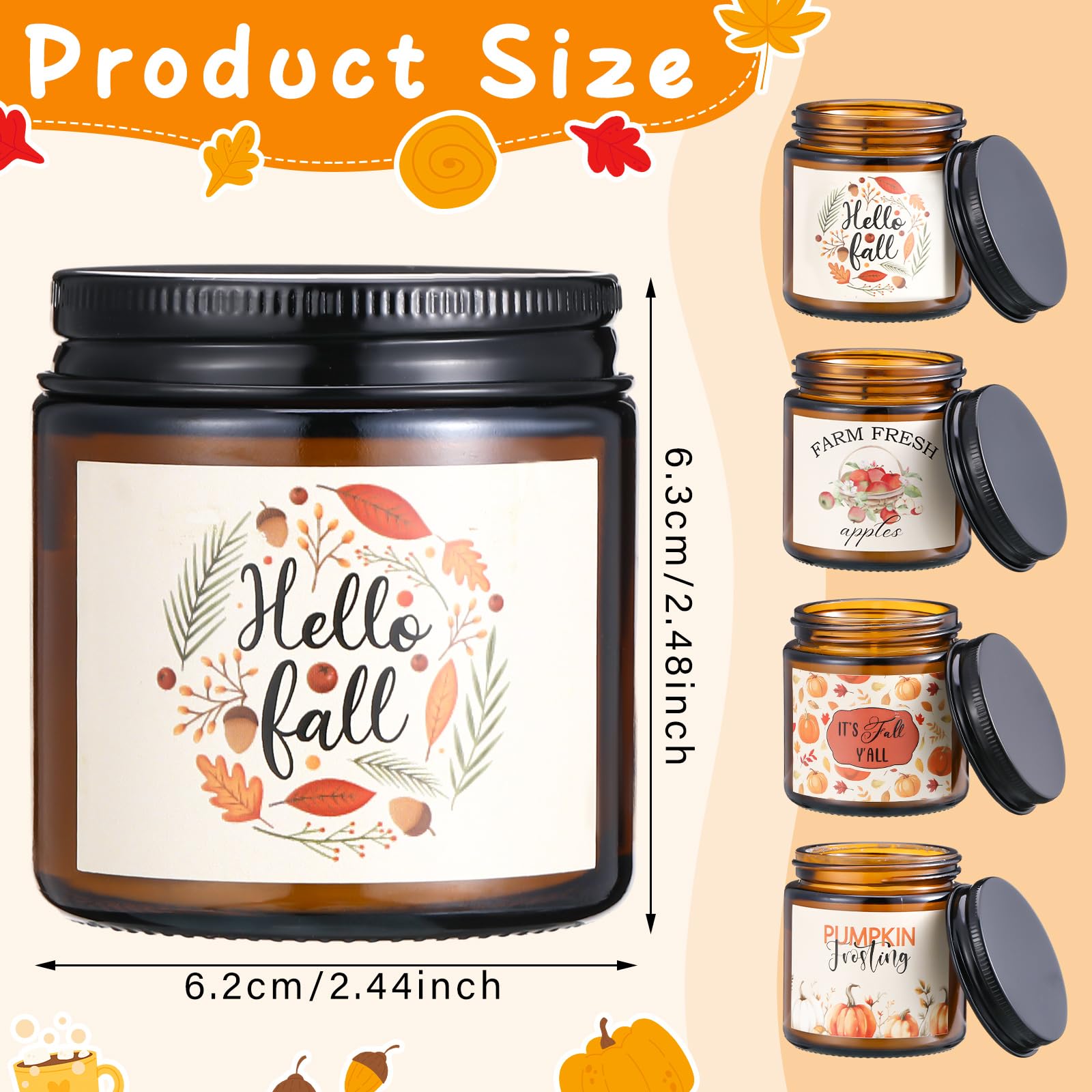 4 Pcs Fall Scented Candles Set - Pumpkin Spice & Autumn Aromas, Thanksgiving Home Decor Gifts for Mom, Sister & Friends | Cozy Holiday Ambiance for Living Room, Dining Table & Seasonal Celebrations