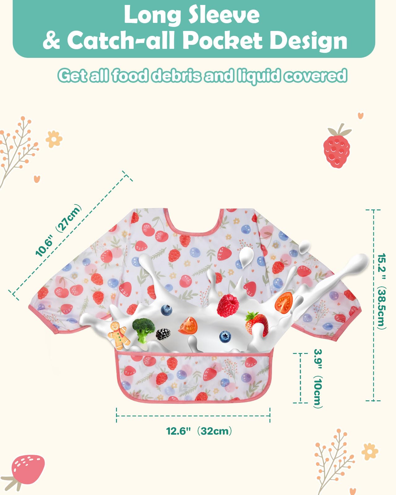 Lictin 3 Pack Baby Bibs for Boys & Girls - Waterproof Long Sleeve Toddler Bibs with Cute Designs - Perfect for Feeding, Mealtime & Messy Play
