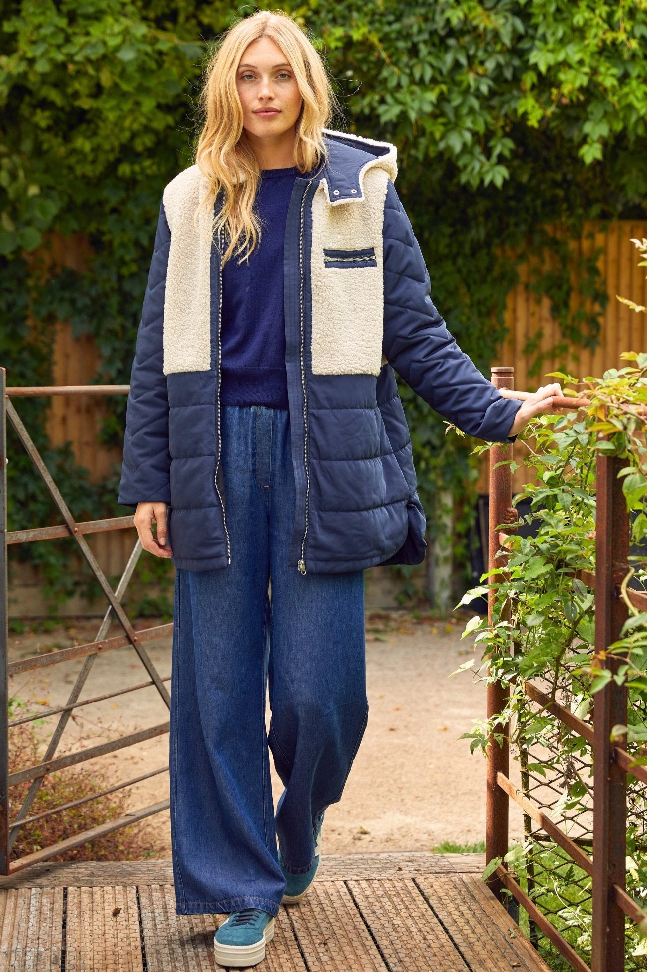 Petra Coat for Women - Navy & Taupe Waterproof Winter Jacket - Warm Windproof Outerwear for Cold Weather, Hiking & Outdoor Activities