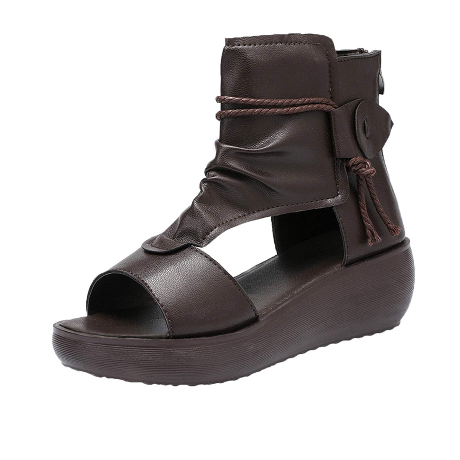 Women's Thick Sole Platform Sneakers with Zipper & Strap - Fashion Wedge Shoes for Outdoor & Casual Wear - Perfect for Walking, Running & Daily Comfort