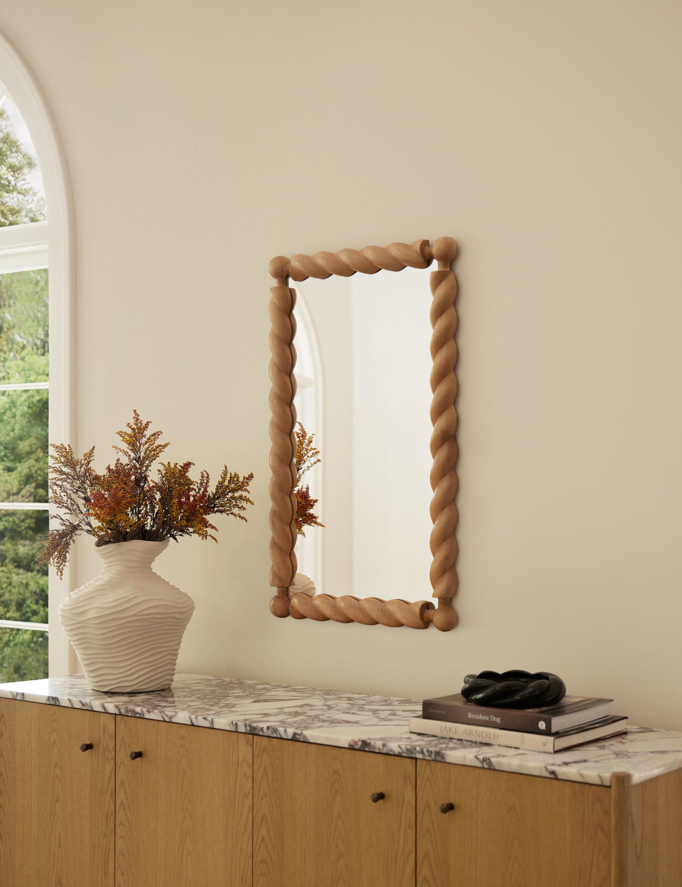 Sarah Sherman Samuel Braided Mirror - Modern Round Wall Mirror for Living Room, Bedroom, Entryway - Handwoven Rattan & Wicker Decor for Boho & Farmhouse Style