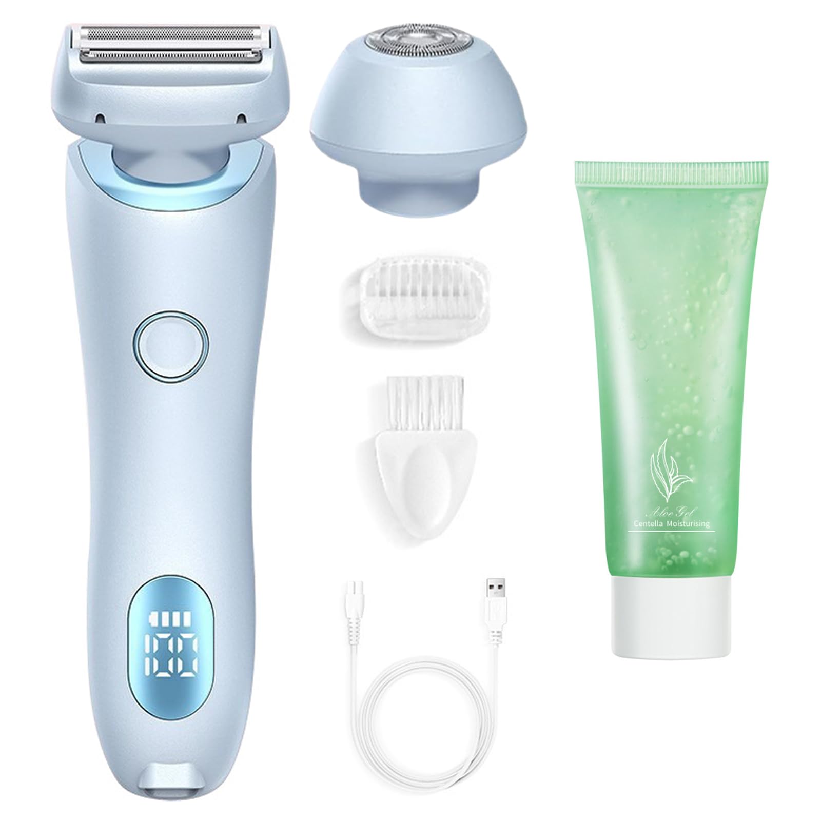Livora Electric Shaver for Women - 2-in-1 Waterproof Wet/Dry Bikini Trimmer & Body Hair Remover, Painless Pubic Hair Shaver with Silkglide Technology for Smooth Skin (Blue) - Perfect for Travel, Gym & Sensitive Skin Care