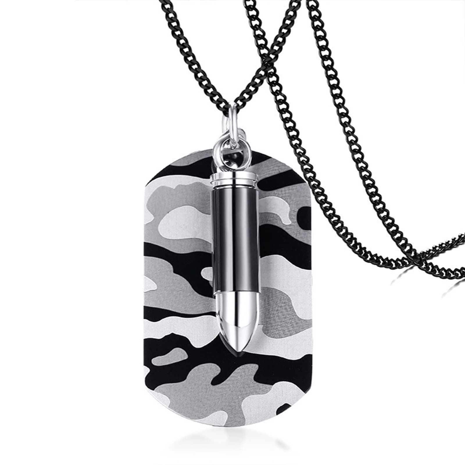Hoisy Men's Initial Necklace - Personalized Tag Bullet Pendant for Men | Stylish Gift for Him, Birthday, Anniversary & Everyday Wear