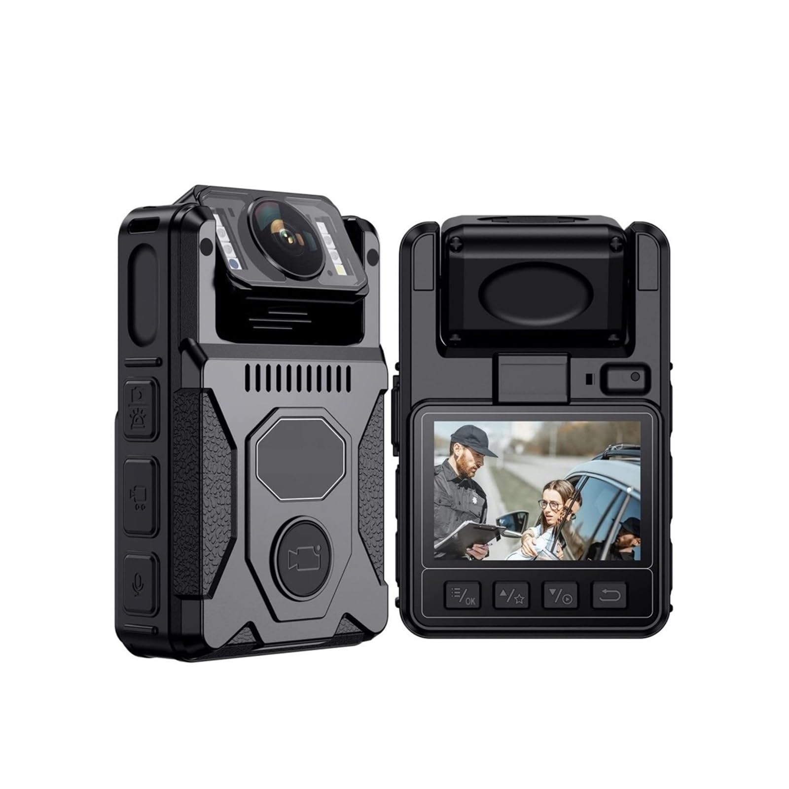 OPWZFJMZ Body Camera - Mini Camera M7 128GB with GPS, 180° Rotatable Lens, 4000mAh Battery for 15H DVR Recording | Police Body Worn Camera for Daily Records, Cycling, Delivery & Serving Jobs | Ideal for Security, Law Enforcement & Outdoor Activities