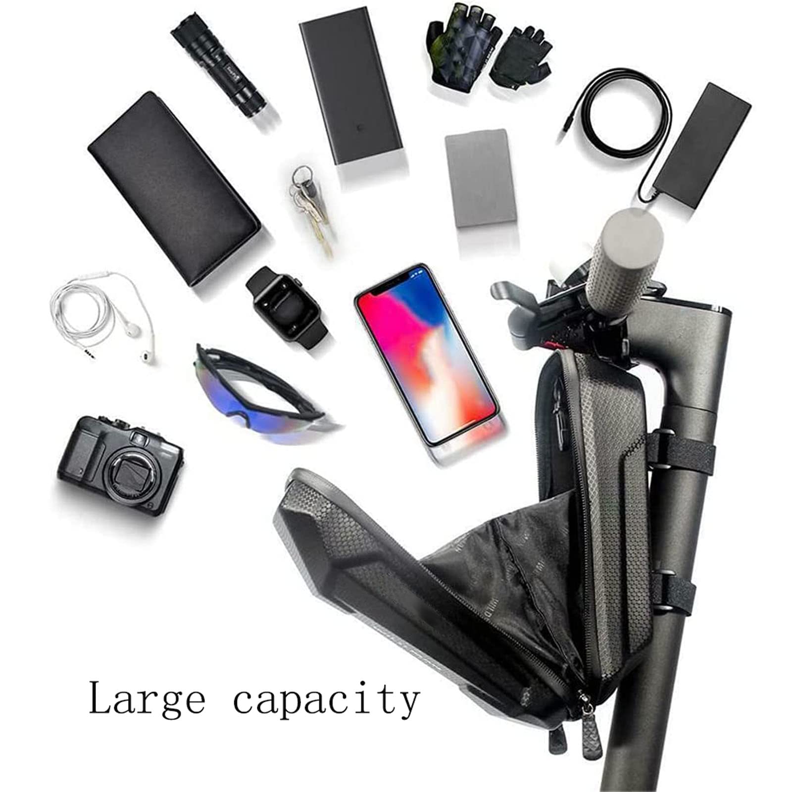 **Universal Waterproof EVA Hard Shell Handlebar Bag - Reflective Scooter & Bike Storage Bag for Electric Scooters, Bicycles, Skateboards - Perfect for Commuting, Outdoor Adventures & Urban Travel**