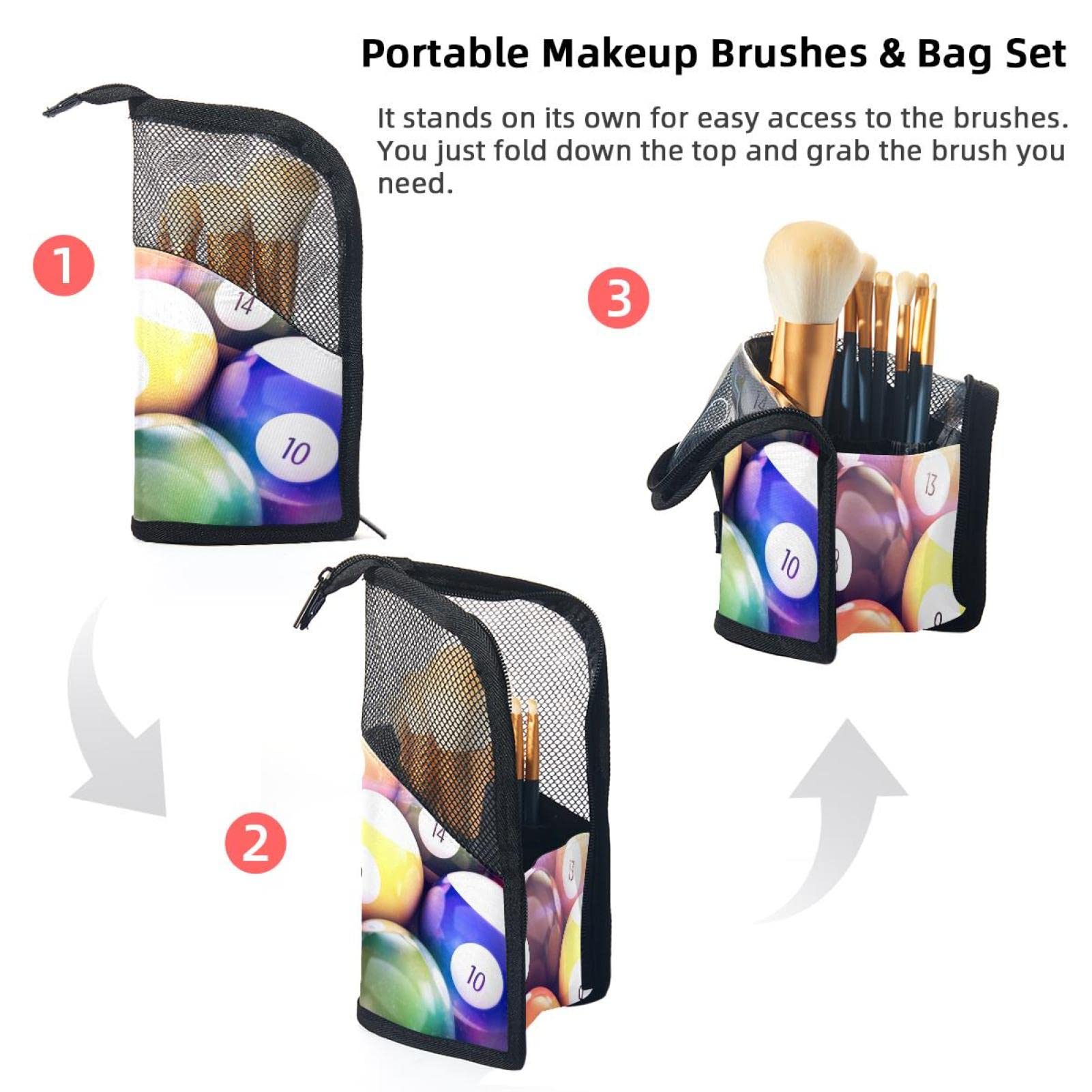 12-Piece Makeup Brush Organizer Bag - Portable Cosmetic Brush Holder Case for Travel & Storage | Ideal for Makeup Artists, Gym, Pool & Outdoor Activities