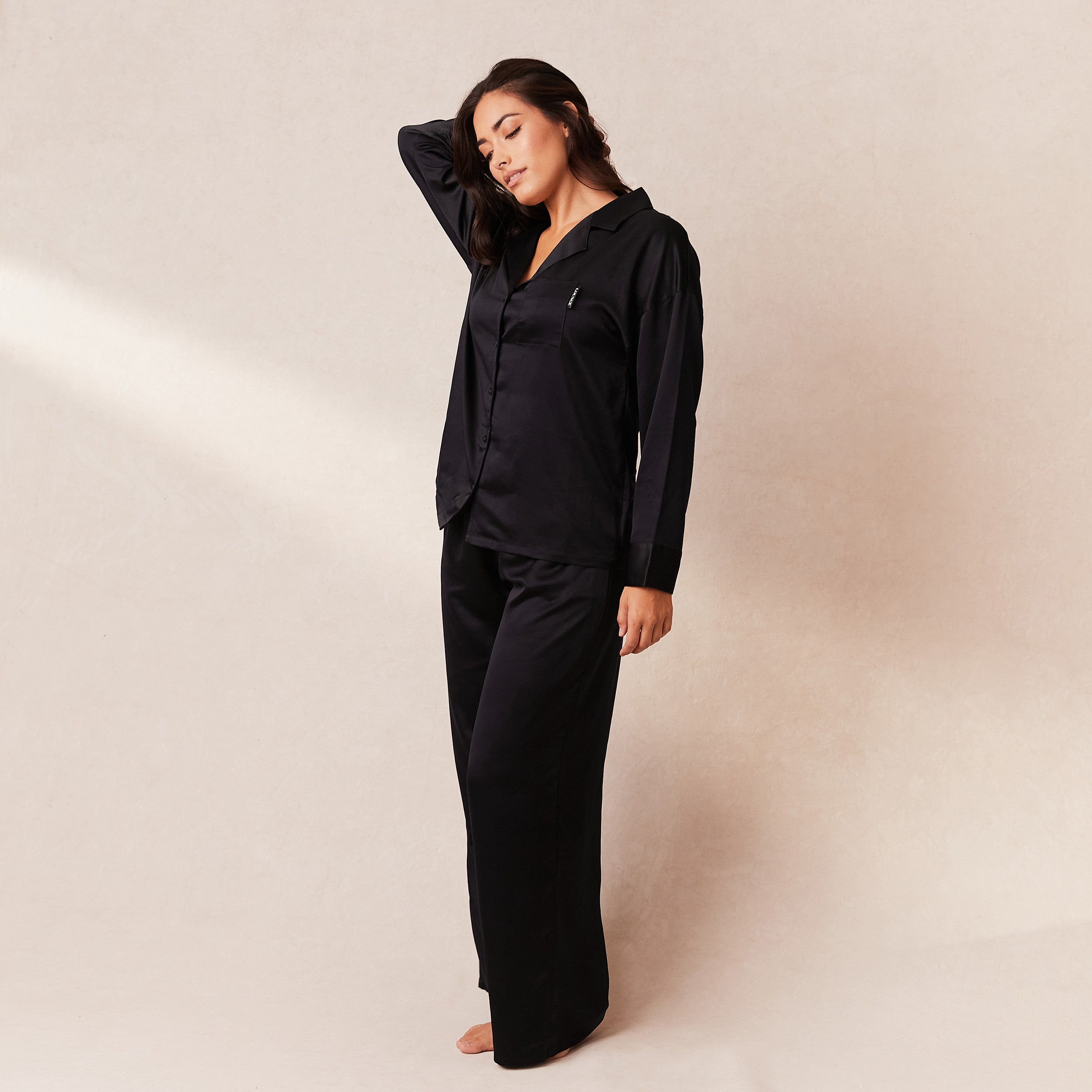 Classic Black Satin Pajama Pants for Women - Soft & Comfortable Sleepwear for Lounge & Nighttime Relaxation