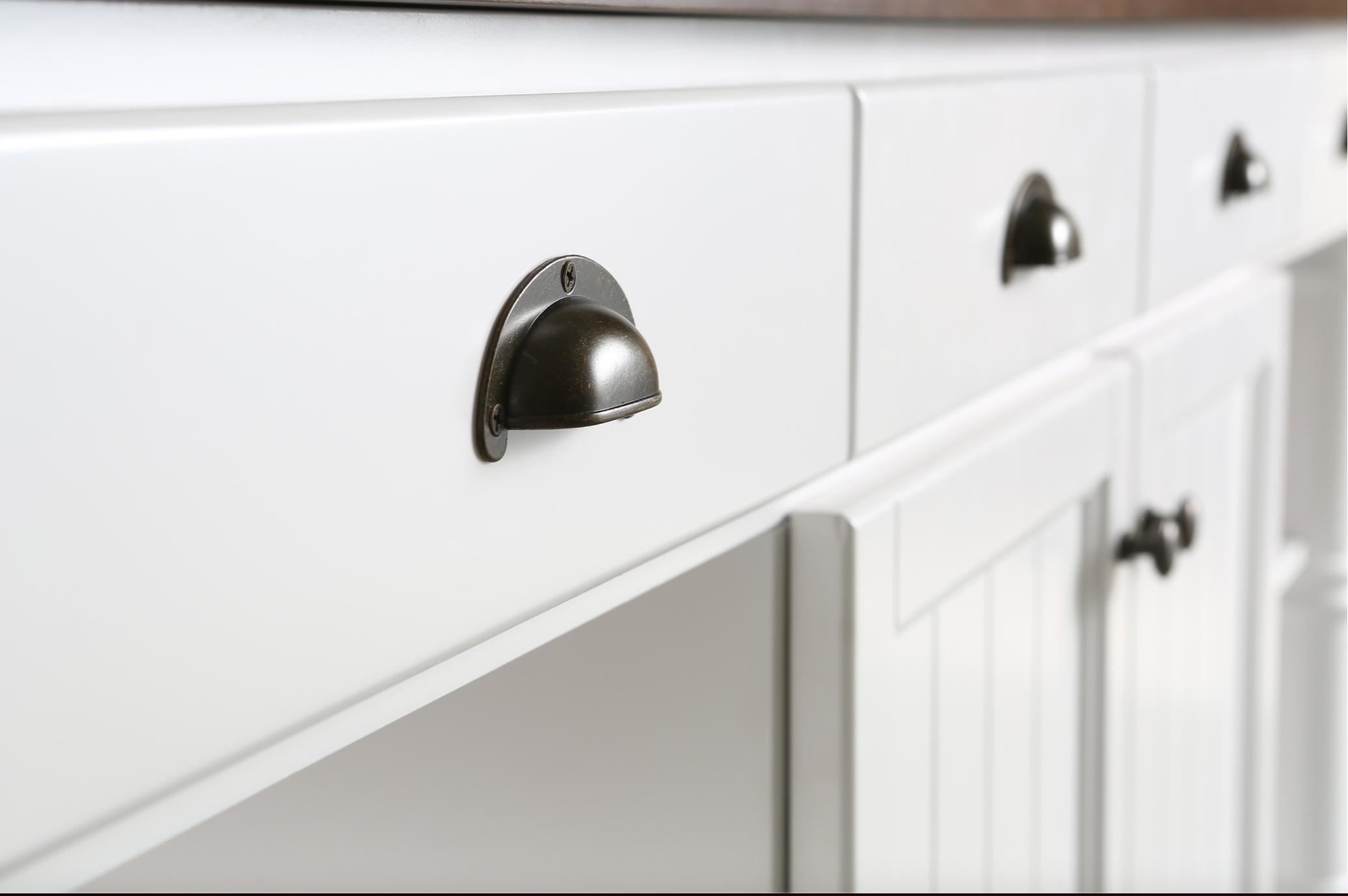 Design Element Monterey 80-Inch White Kitchen Island with Wood Countertop - KD-03-80-W-WD - Perfect for Modern Kitchens, Open Concept Living & Entertaining Spaces