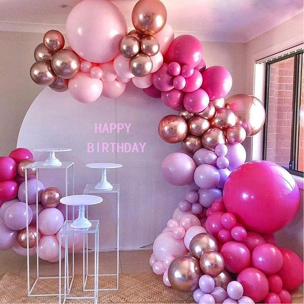 ONANA 150Pcs Hot Pink & Rose Gold Chrome Balloon Garland Arch Kit - Premium Birthday, Wedding, Baby Shower Party Decorations for Girls | Perfect for Indoor/Outdoor Celebrations, Photo Backdrops & Festive Events