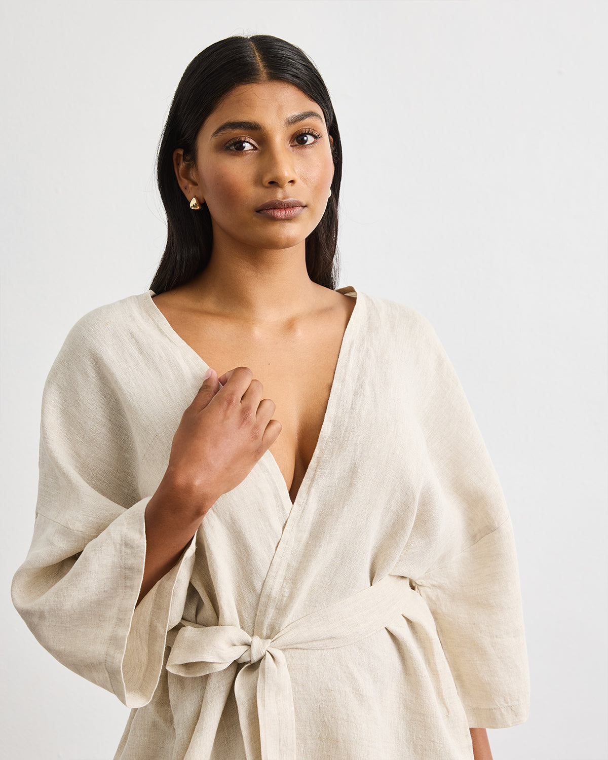 Oatmeal Cabana Short Robe - Lightweight Summer Cover Up for Women, Beach Poolside Lounging, Spa Relaxation