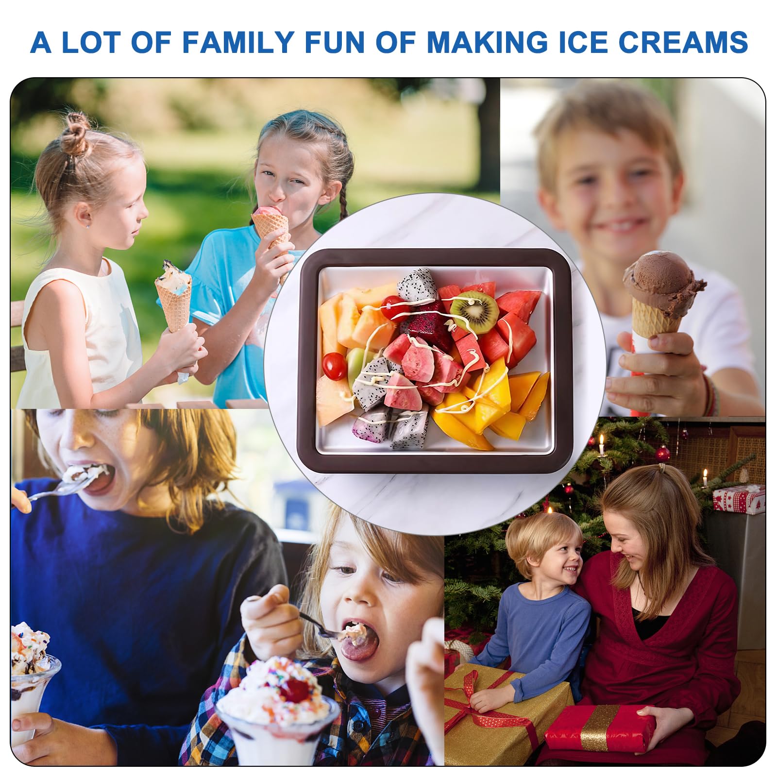 Rolled Ice Cream Maker Machine with 2 Stainless Steel Spatulas & Recipe Book - DIY Ice Cream Roll Maker Plate for Home Use, Perfect Gift for Kids & Ice Cream Lovers (Pink & White) - Great for Parties, Dessert Shops & Family Fun Activities